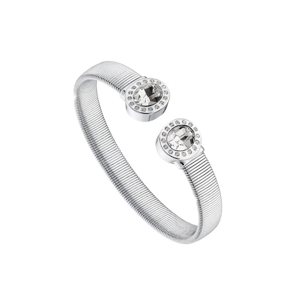 Extravaganza silver bangle with white crystals