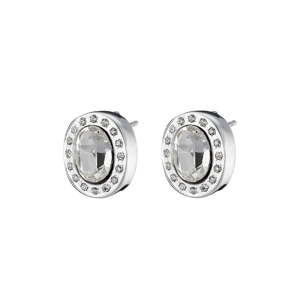 Extravaganza silver stud earrings with white crystals