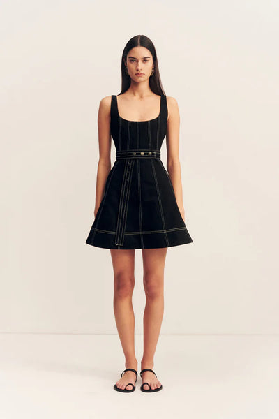 Mercer Belted Mini Dress - Black