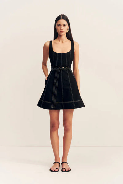 Mercer Belted Mini Dress - Black
