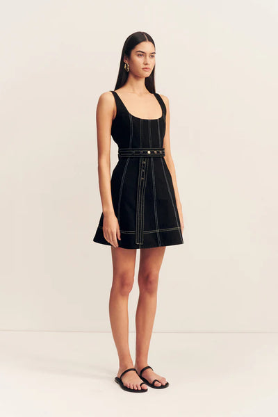 Mercer Belted Mini Dress - Black