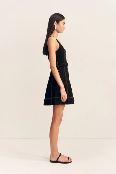 Mercer Belted Mini Dress - Black