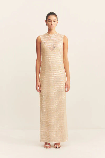 Everly High Neck Sleeveless Maxi Dress - Macadamia