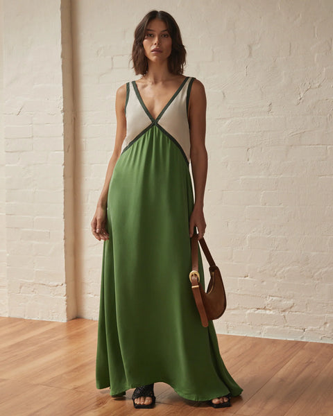 THE NAOMI DRESS- BOTTLE GREEN