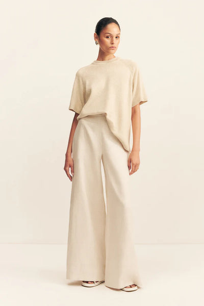 Elliot High Waisted Wide Leg Pant - Parchment