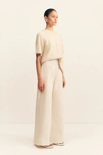 Elliot High Waisted Wide Leg Pant - Parchment