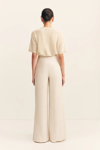 Elliot High Waisted Wide Leg Pant - Parchment