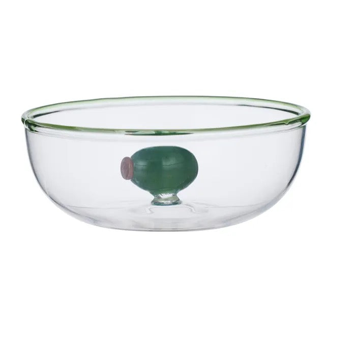 OLIVE GLASS BOWL 11X11X4.5CM CLEAR/GREEN