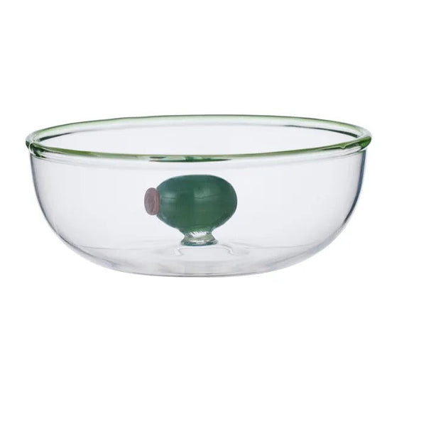 OLIVE GLASS BOWL 11X11X4.5CM CLEAR/GREEN