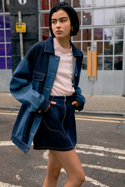 Quinn Mini Skirt in Denim