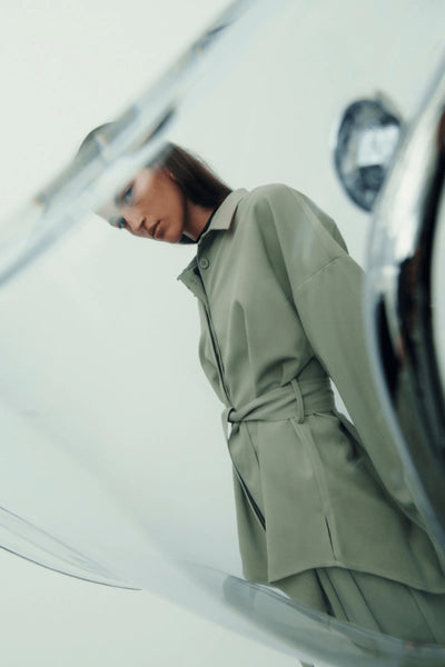 MANON TIE FRONT SHIRT- FOG