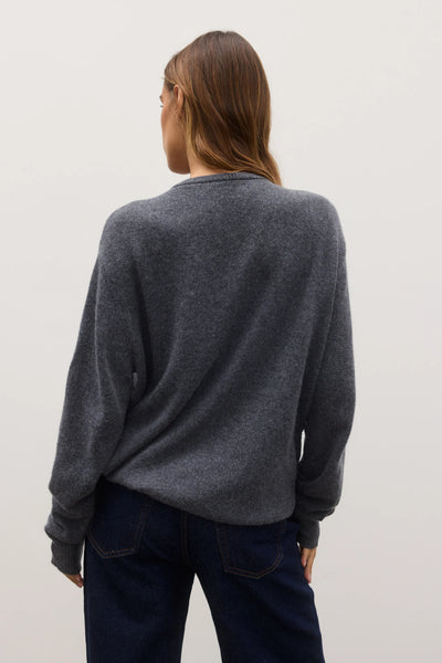 BILLIE V- NECK SWEATER - DARK HEATHER GREY