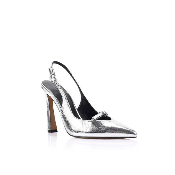 Naomi Pump Silver Metallic Leather