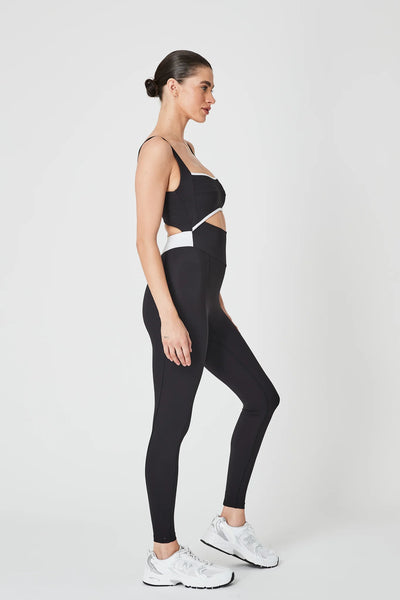 CAPRI CUTOUT BODYSUIT - MATTE BLACK/WHITE
