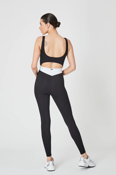 CAPRI CUTOUT BODYSUIT - MATTE BLACK/WHITE
