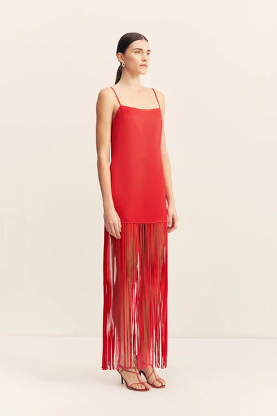Moraya Square Neck Fringe Maxi Dress - Chilli