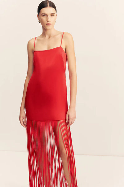 Moraya Square Neck Fringe Maxi Dress - Chilli