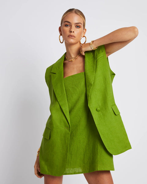 SLEEVELESS BLAZER - OLIVE