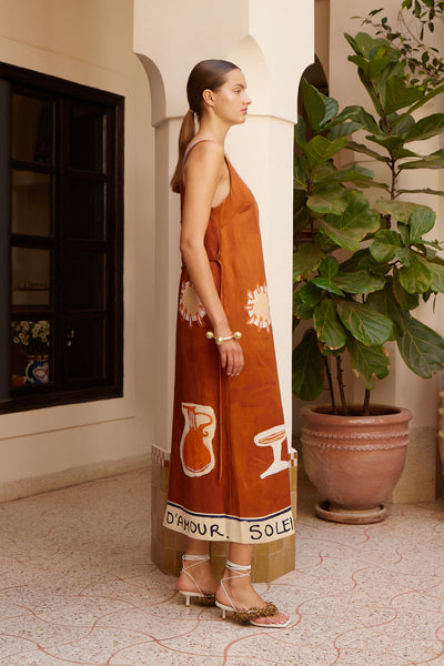 SOLEIL D'AMOUR SILK MIDI DRESS