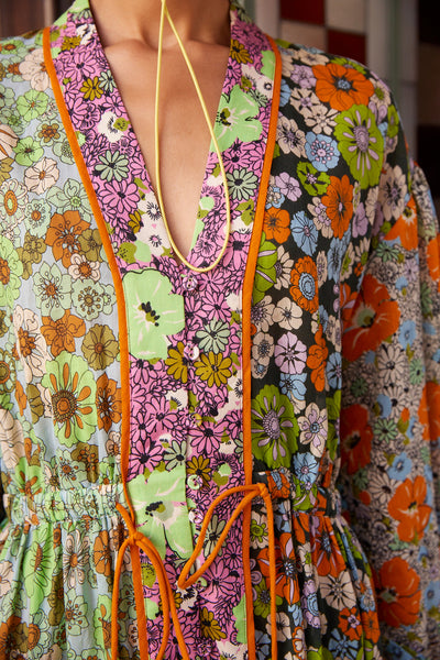 ORANGE BLOSSOM SPLICED MIDI DRESS