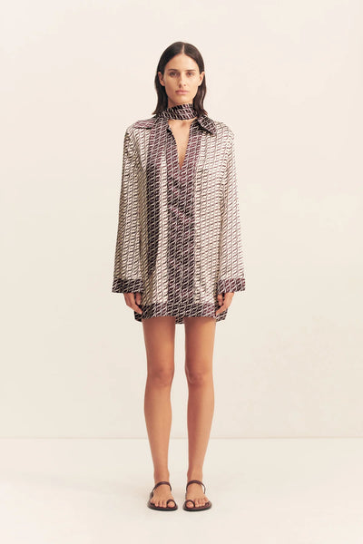 Monogram Silk Contrast Mini Dress