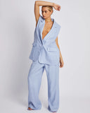 SLEEVELESS BLAZER - ALICE BLUE