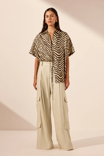 Sana Silk Short Sleeve Tie Shirt