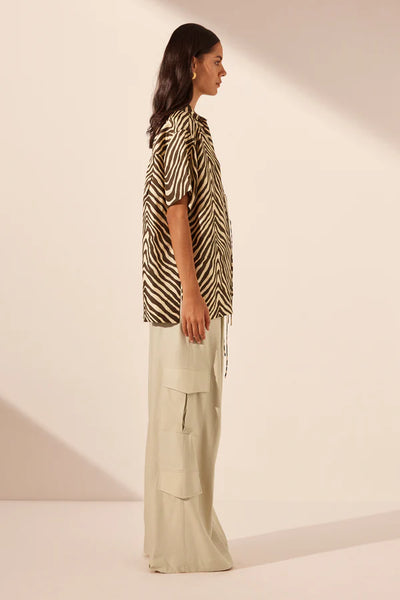 Sana Silk Short Sleeve Tie Shirt