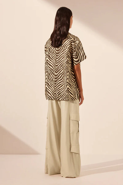 Sana Silk Short Sleeve Tie Shirt