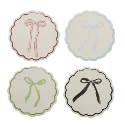 Bow S/4 Ceramic Coasters 10 cm Assorted colours
