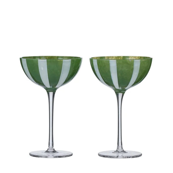 Aperitivo S/2 Coupe Glass Green/Ivory