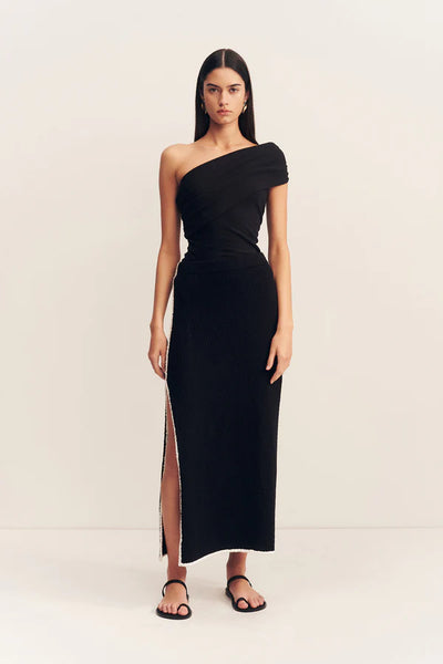 Lena Side Split Maxi Skirt - Black