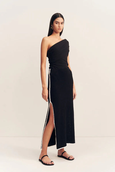 Lena Side Split Maxi Skirt - Black