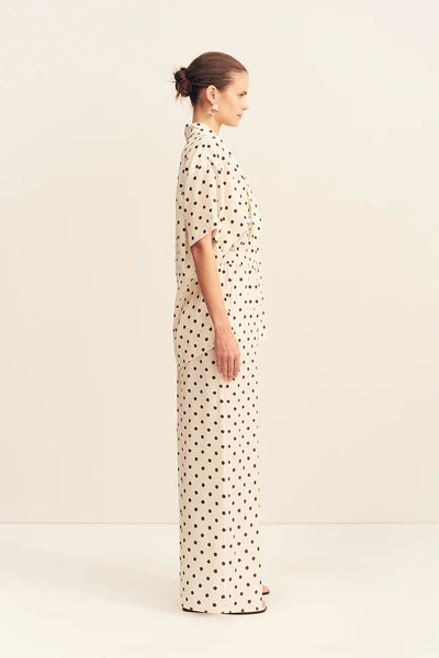 Houston Sheer Shirt With Tie - Blanc Polka