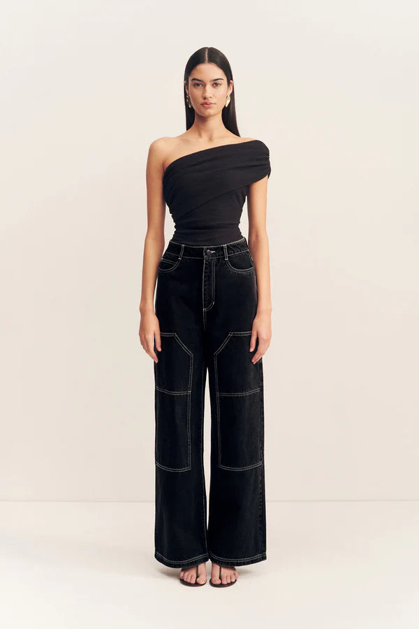 Mercer Wide Leg Cargo Jean - Black