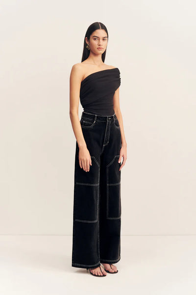 Mercer Wide Leg Cargo Jean - Black