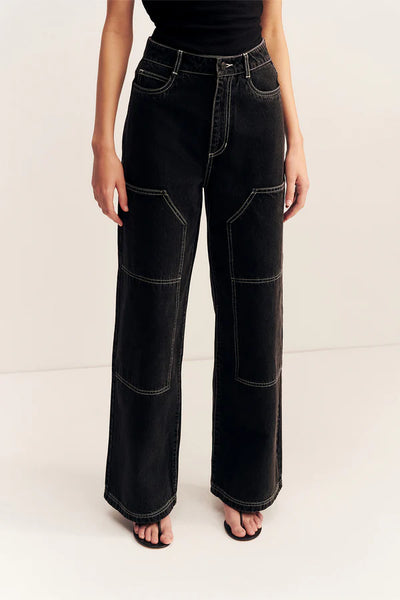Mercer Wide Leg Cargo Jean - Black
