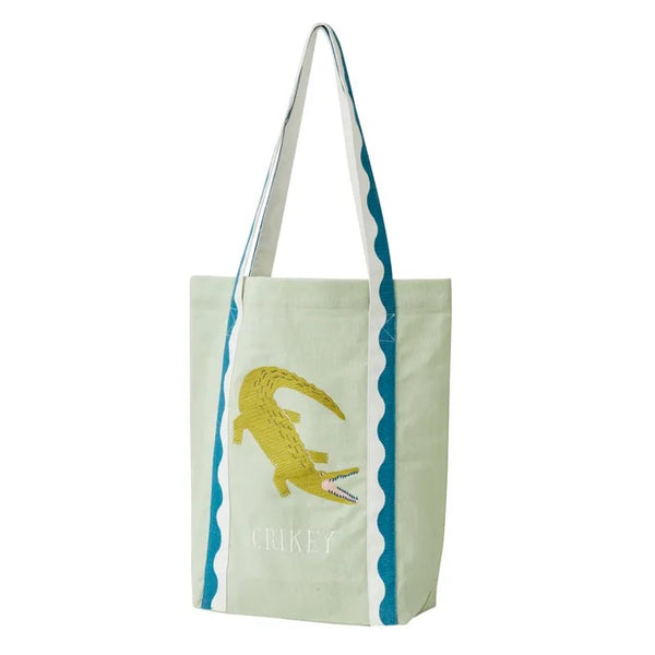 CRIKEY COTTON EMBROIDERED TOTE 38X36CM