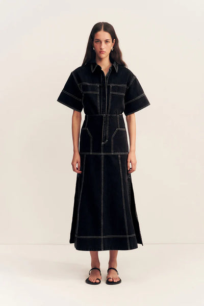 Mercer Panelled Midi Skirt - Black