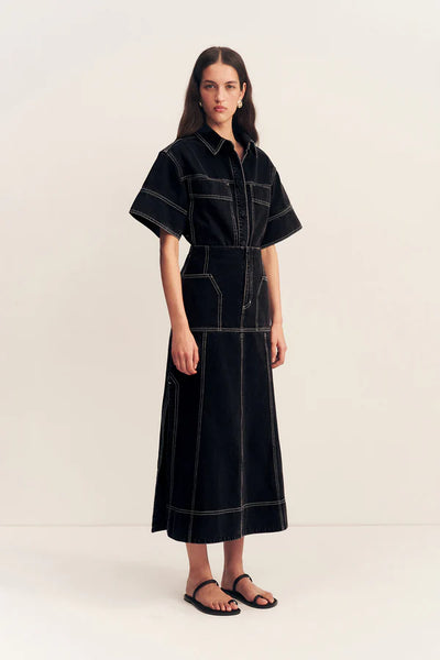 Mercer Panelled Midi Skirt - Black