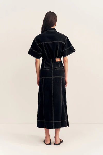 Mercer Panelled Midi Skirt - Black