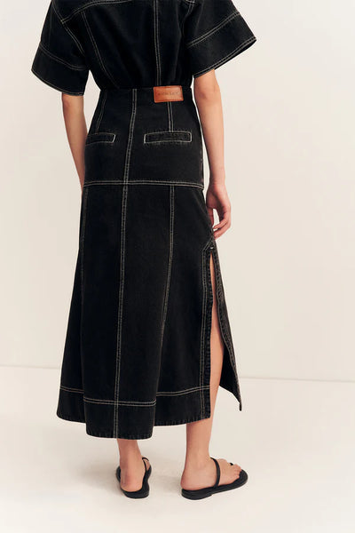 Mercer Panelled Midi Skirt - Black