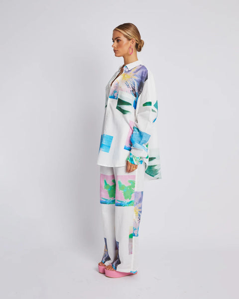 LONG SLEEVE OVERSIZED SHIRT - SEA SPACE