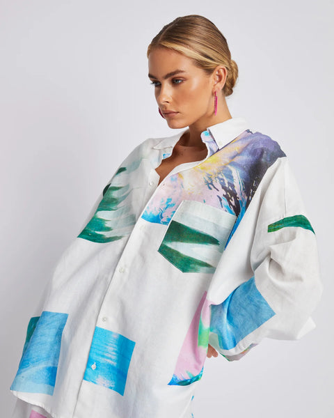 LONG SLEEVE OVERSIZED SHIRT - SEA SPACE