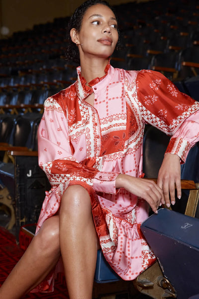 STELLA SILK TWILL DRESS IN LOLLY