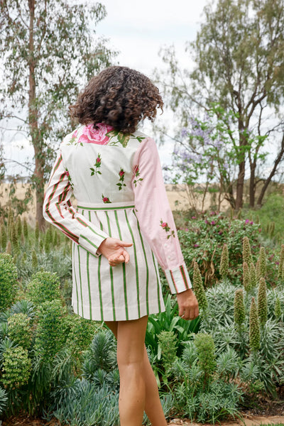 DEMI DRESS IN MULTI ANTIQUE ROSE