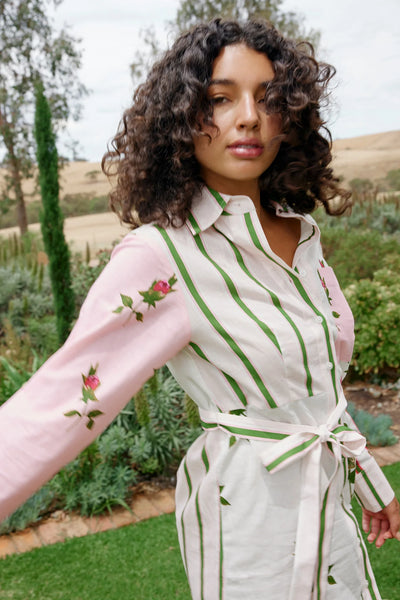 DEMI DRESS IN MULTI ANTIQUE ROSE