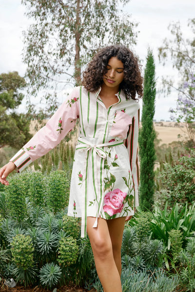 DEMI DRESS IN MULTI ANTIQUE ROSE