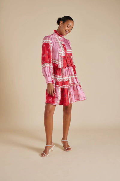 STELLA SILK TWILL DRESS IN LOLLY