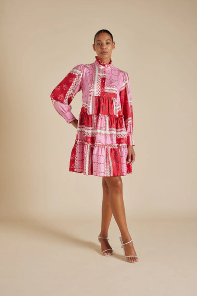 STELLA SILK TWILL DRESS IN LOLLY